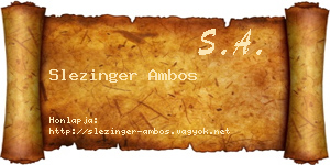 Slezinger Ambos névjegykártya